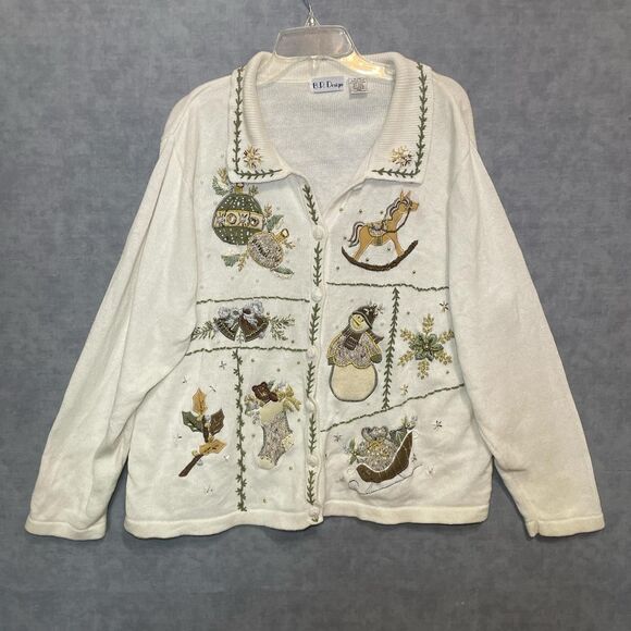 Christmas sweater with festive embroidered designs and beading. - Picture 1 of 8